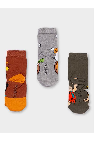 TAŞ DEVRİ Boy's 3 Pairs of Socket Licensed Socks - Stone Age 20492