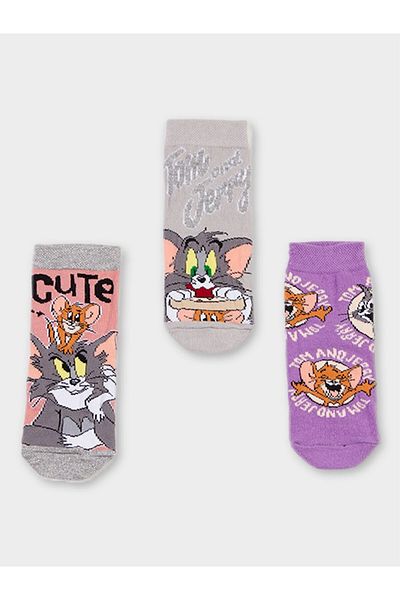 Warner Bros Tom and Jerry Licensed Girl's 3 Pairs Socks 20514