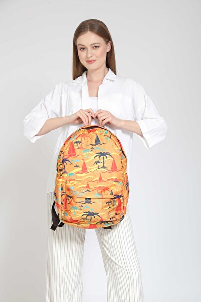 Street Bag Palm Tree Patterned Unisex Summer Boat - Waterproof Backpack, Daily and Camping Use