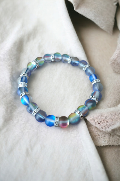 MGA DOĞAL TAŞ Mavi Termal Kuvars Taşı Bileklik  Doğal Taş Bileklik Doğal Taşl...