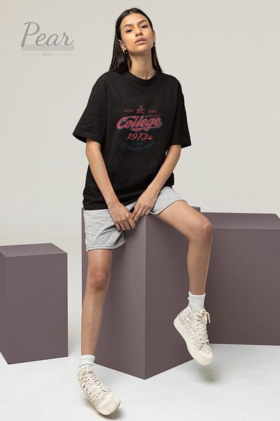 Pear Wear Μπλουζάκι College Printed Unisex T-shirt Oversize