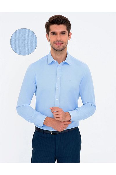 Pierre Cardin Μπλε σκούρο Slim Fit πουκάμισο Oxford