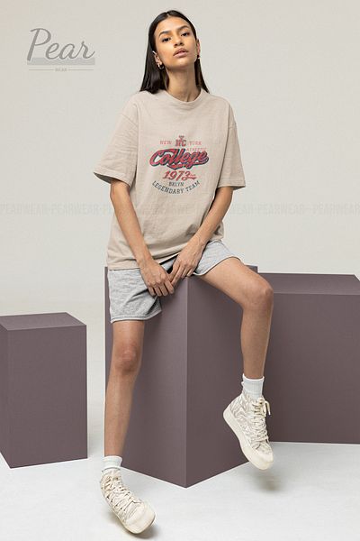 Pear Wear Μπλουζάκι College Printed Unisex T-shirt Oversize