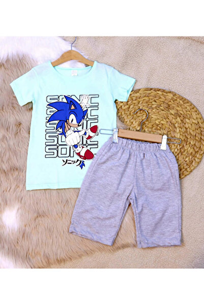 krm kerem bebe Set de vară pentru băiat cu imprimeu Sonic sezon nou