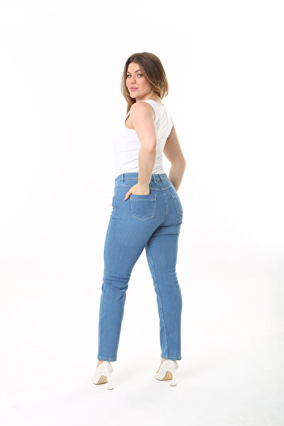 Şans Blugi de damă de mărime mare, albastru, cu 5 buzunare Lycra 65N37482