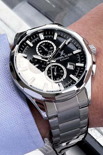 Daniel Klein Men's Wristwatch 3 Atm Waterproof Silver Color Steel Cord + Bracelet Gift DKE2082C2