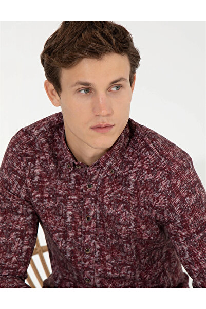 Pierre Cardin Erkek Bordo Gömlek