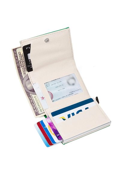 tuldar Πράσινη κάρτα RFID Πορτοφόλι θήκης δώρου με αυτόματο προστατευτικό μηχανισμό σκοποβολής και θήκη για χαρτονομίσματα