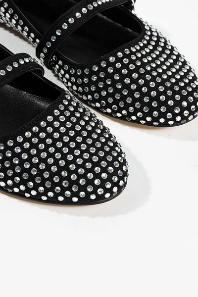 DUXAL SHOES Γυναικεία κράνος Stoned Ballerina Shoes Mary Jane Tevila Black