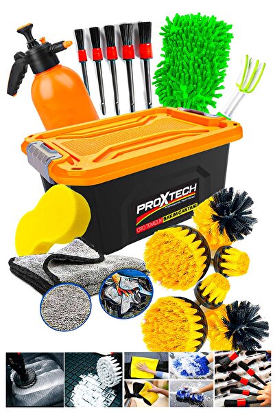 PROXTECH Profesyonel Temizlik 17 Parça Matkapa Uyumlu Fırça Seti Temizlik Çan...