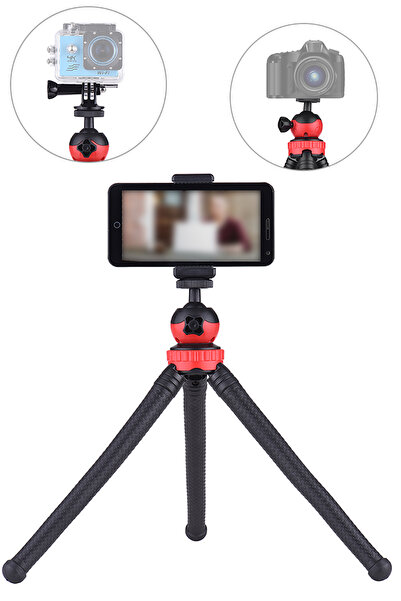 TechnoStation Esnek Ahtapot Flexıble Tripod Selfie Masa Üstü Stand Fotoğraf M...