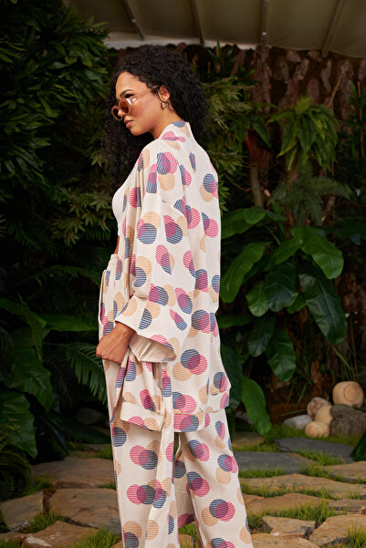 MİA NOURA kimono trousers suit linen fabric