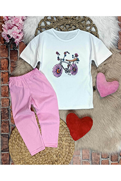 krm kerem bebe Set pentru fetiță cu model de biciclete cu flori