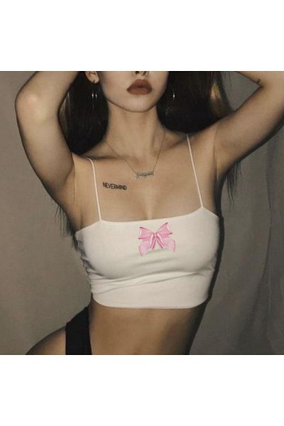 Touz Moda Λευκό εμπριμέ γυναικείο σχοινί λουράκι Bustier Crop