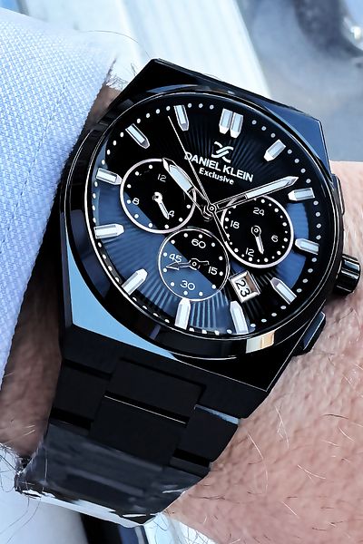 Daniel Klein Exclusive Men's Wristwatch 3 Atm Waterproof Black Color Steel Cord + Bracelet Gift DKE2086C8