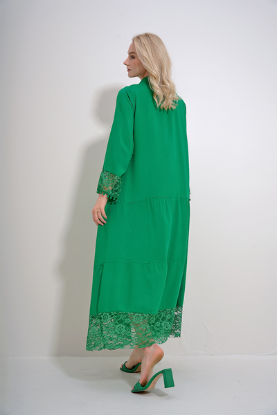 Trend Alaçatı Stili Γυναικείο φόρεμα Maxiboy με κουμπιά με κουμπιά, πράσινο μαγευτικό γιακά ALC-X12005