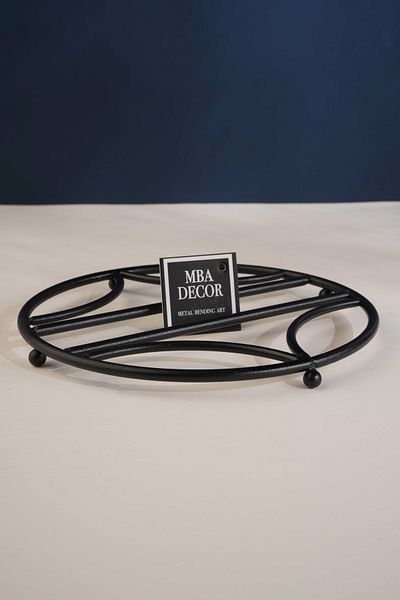 mba decor metal bending art 1.Quality Stainless Black Coating Heat Resistant Trivet 20 Cm Tableware Presentation Kitchen