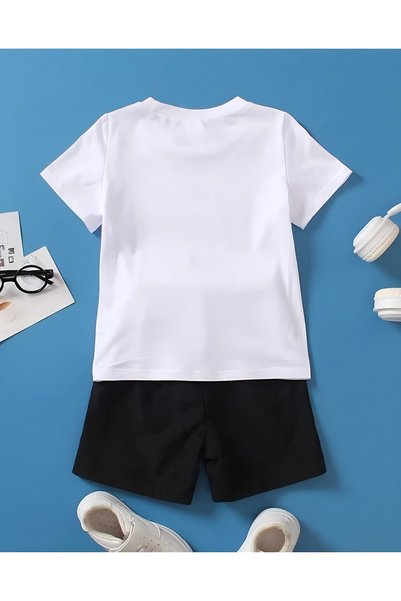 FRİENDS KİDS Boys/Girls' 3-Piece PANDA Printed T-Shirt-Shorts Set