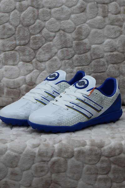 Kinetix Pantofi de fotbal pentru băieți Skill TF J White Blue Turf Astroturf