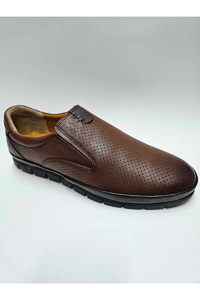 Luis Figo GENUINE Leather Men's Casual Shoes - Large Size (45-46-51), Tan Color, Laceless