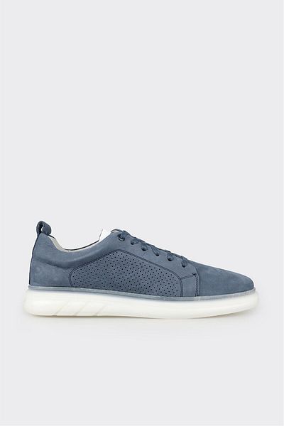 Elle Shoes Blue Leather Men's Sports Shoes