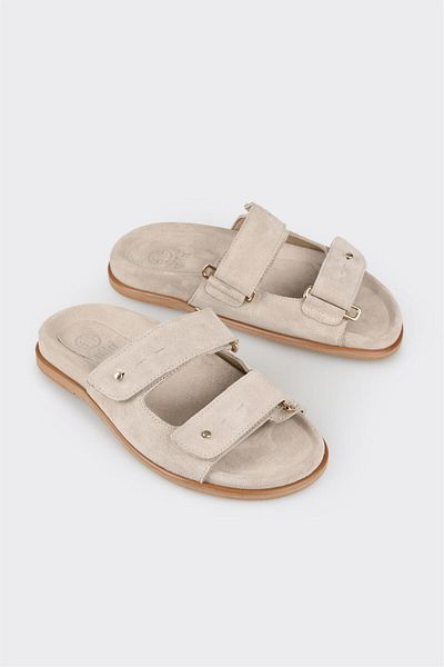 Elle Shoes Beige Leather Women's Slippers