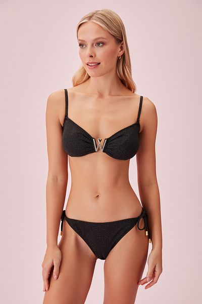SUWEN Trägerloses Bikinioberteil mit Metall-Accessoires