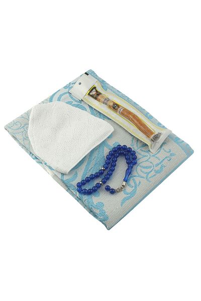 ENSARHAC-UMRE MALZEMELERİ Gift Prayer Rug Prayer Beads Skullcap Misclave Set