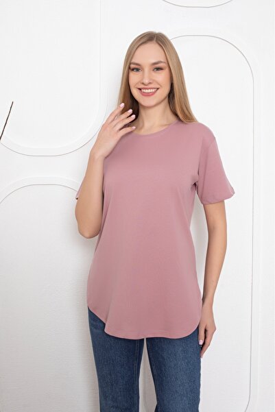Trendbade Butik Γυναικείο T-shirt με λαιμόκοψη σε σκόνη