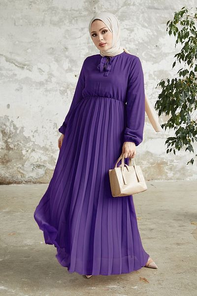 InStyle Πλισέ φόρεμα Limelda ανοιχτό μωβ σιφόν
