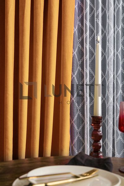 LUNETT HOME Mustard Color Pleatless Extra-Forced Flat Planting Background Curtain - Single Wing 9202