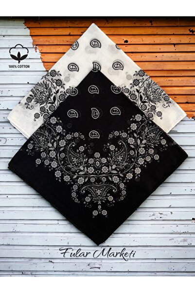 Fular Marketi 100% Cotton Set of 2 Crush Patterned Bandanas