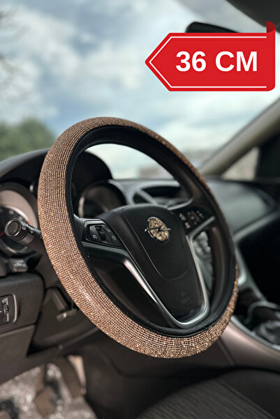 TASARIM ARABAM ATİKE ELİF AKIN 36 cm Gold Full Swarovski Taşlı Direksiyon Kılıfı