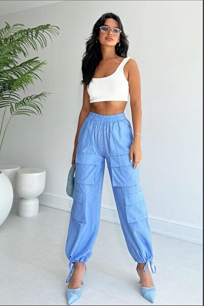 TKSHOPP Kargo Cepli Pantolon Mavi