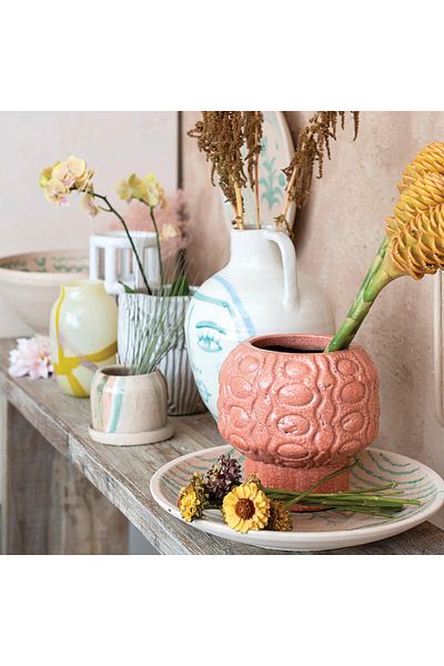 Warm Design Terracotta Flower Pot - Embossed Design