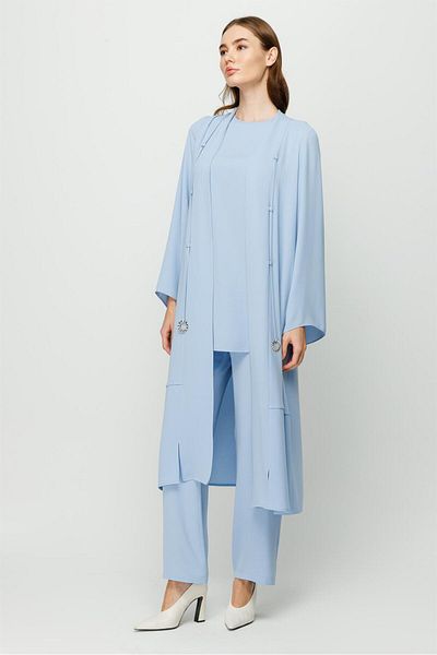 Esswaap Set de pantaloni, bluză, jachetă, detaliată, albastru