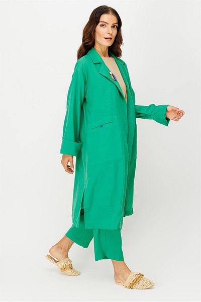 Esswaap Linen Fabric Jacket Trousers Set Green
