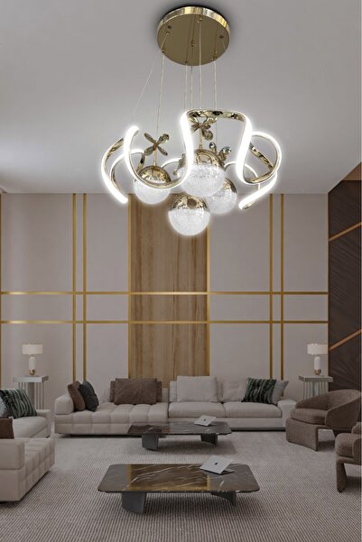 RSCOLLECTIONS Modern Sarkıt 3 Renk 4 Toplu Led Avize Salon - Oturma Odası Ledli Avize