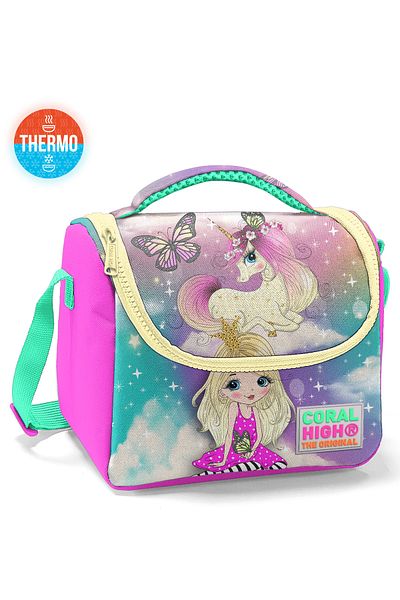 Coral High Kids Aqua Green Pink Unicorn Patterned Thermo Lunch Box 11733