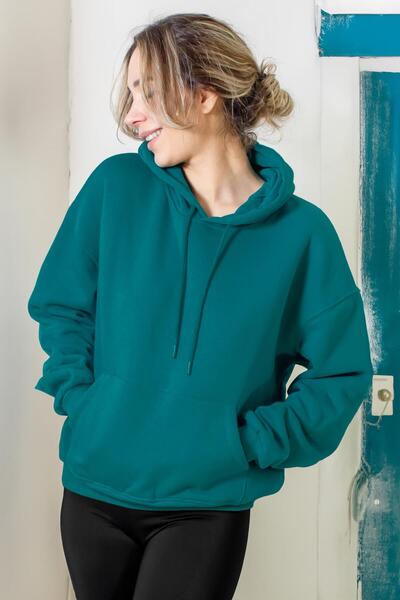 ARESMODA Women's Raised Fleece Inside Hooded Kangaroo Pocket Premium Sweatshirt