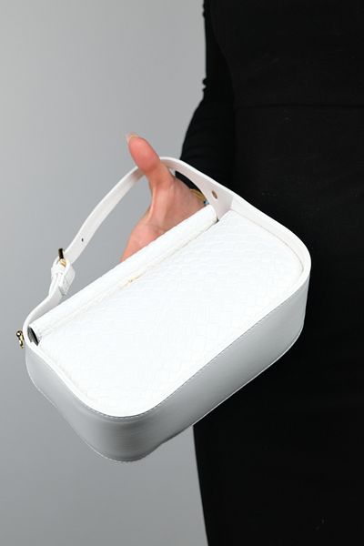 LuviShoes CEREMANY – Weiße, gemusterte Handtasche mit Kette