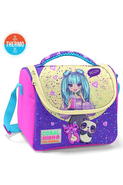 Coral High Kids Purple Pink Anime Patterned Thermo Lunchbox 11735