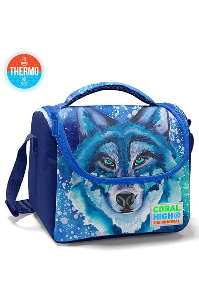 Coral High Cutie de prânz termică cu model de lup bleumarin pentru copii 11743