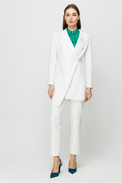 Esswaap Double Breasted Single Button Trousers Jacket Set Ecru