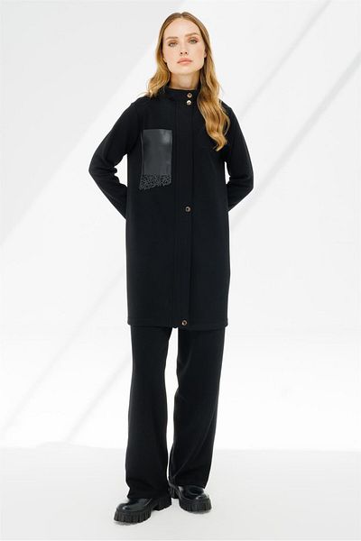 Esswaap Black Leather Detailed Trousers and Clothing Set