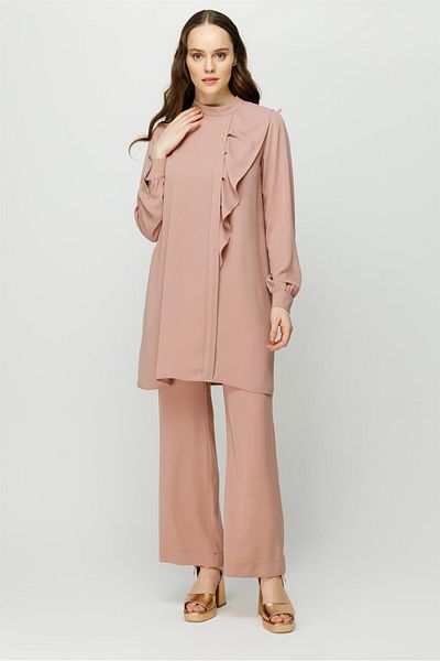 Esswaap Flywheel Detailed Trousers Tunic Set Powder
