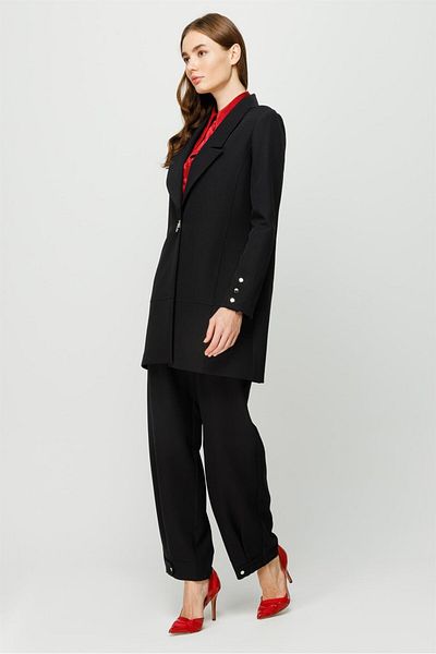 Esswaap Snap Detailed Oversize Jacket Trousers Set Black