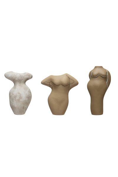 Warm Design Terracotta Set of 3 - Body Shaped Vases