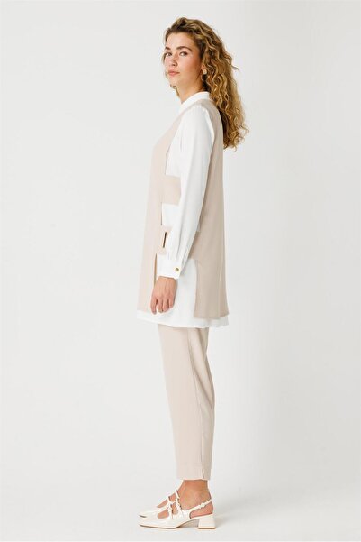 Esswaap Pencere Detaylı Süeter Tunik Pantolon Takım  Taş