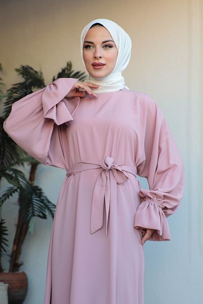 KADEEM Rochie oversize cu maneci cu volane din matase Medina